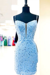 Bodycon Spaghetti Straps Sequins Homecoming Dress